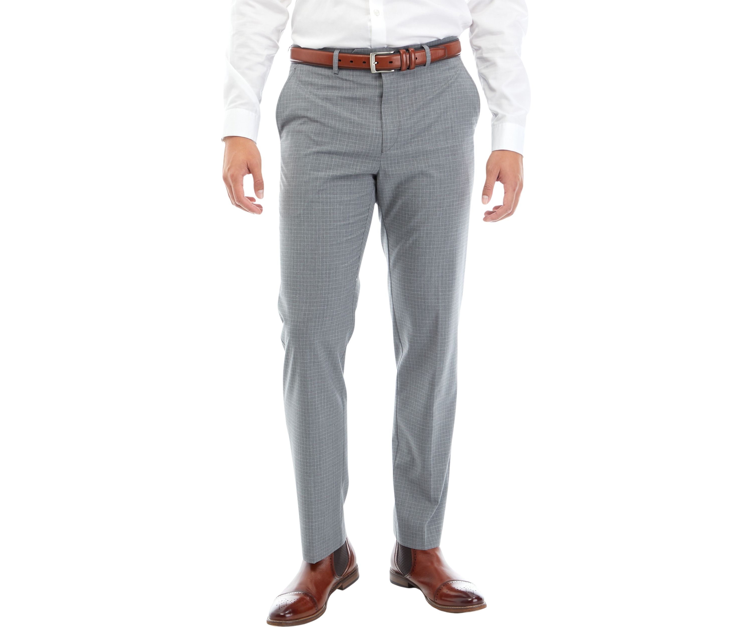 Gray Checkered Slim Pants 