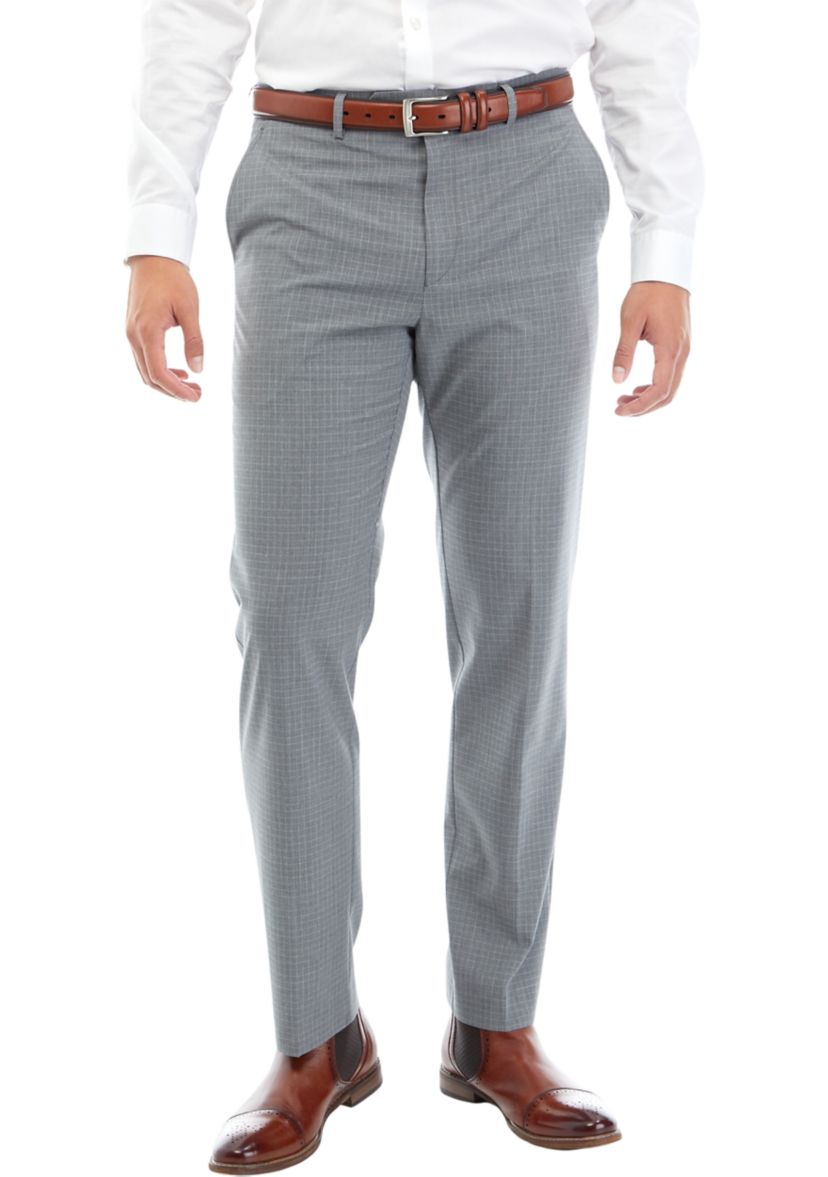 Gray Checkered Slim Pants 