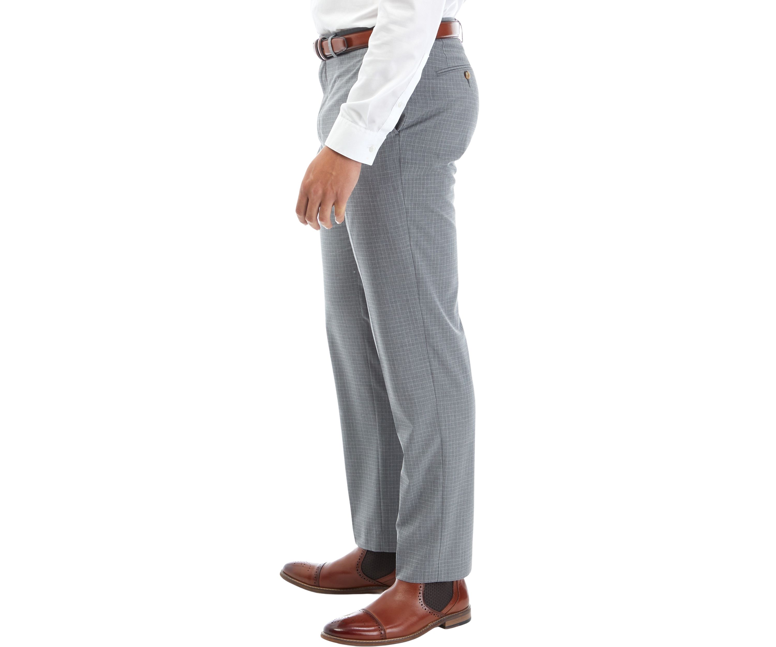 Gray Checkered Slim Pants 