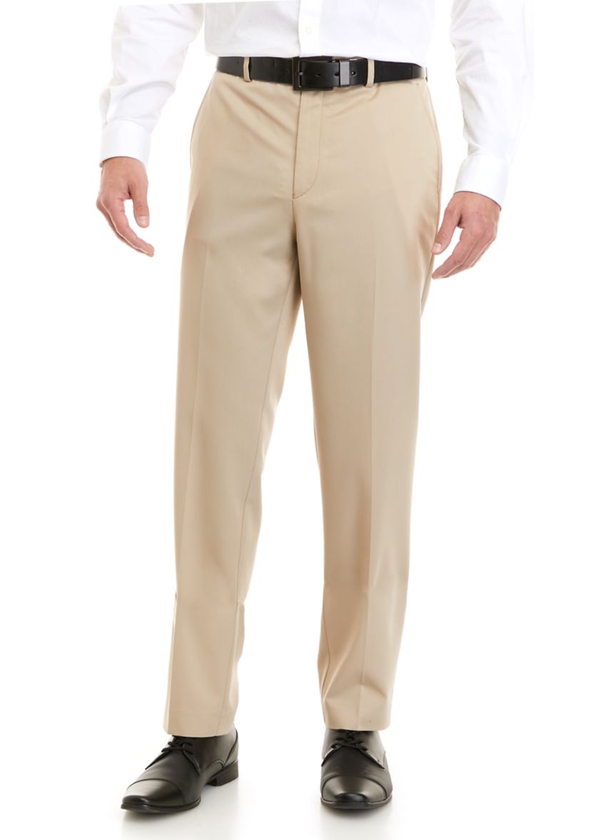 Flat Front Tan Dress Pants