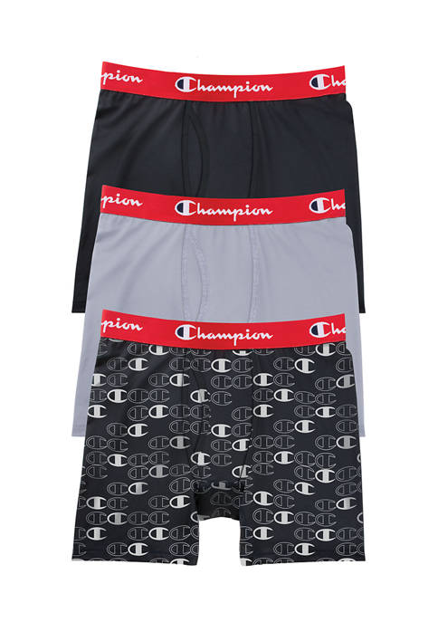 Champion® 3 Pack Everyday Comfort Logo Boxer Briefs