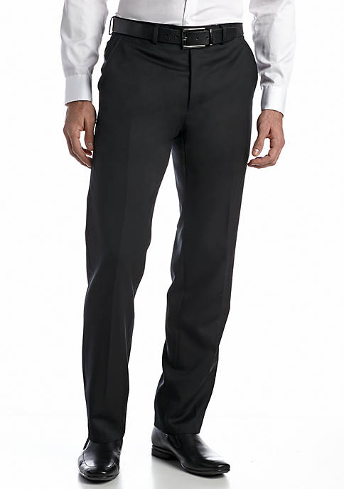 Austin Reed Black Solid Flat Front Pants
