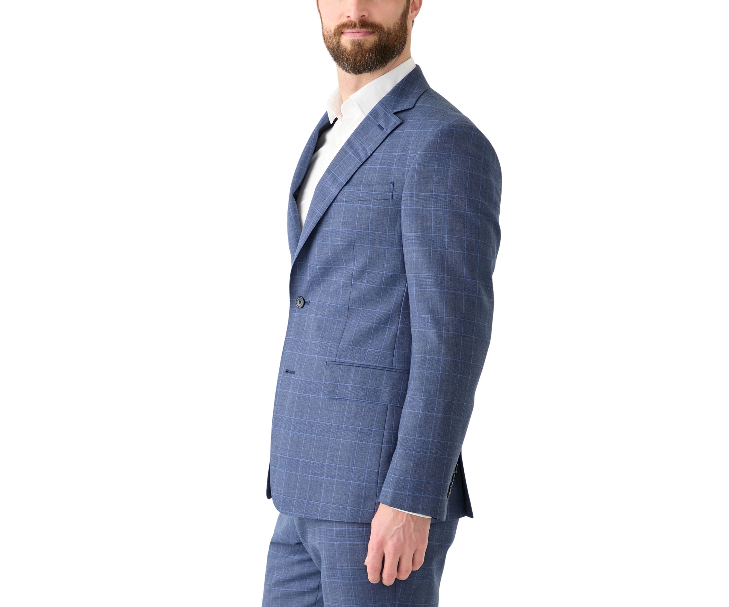 Mens Single Breasted Plaid Suit Jacket