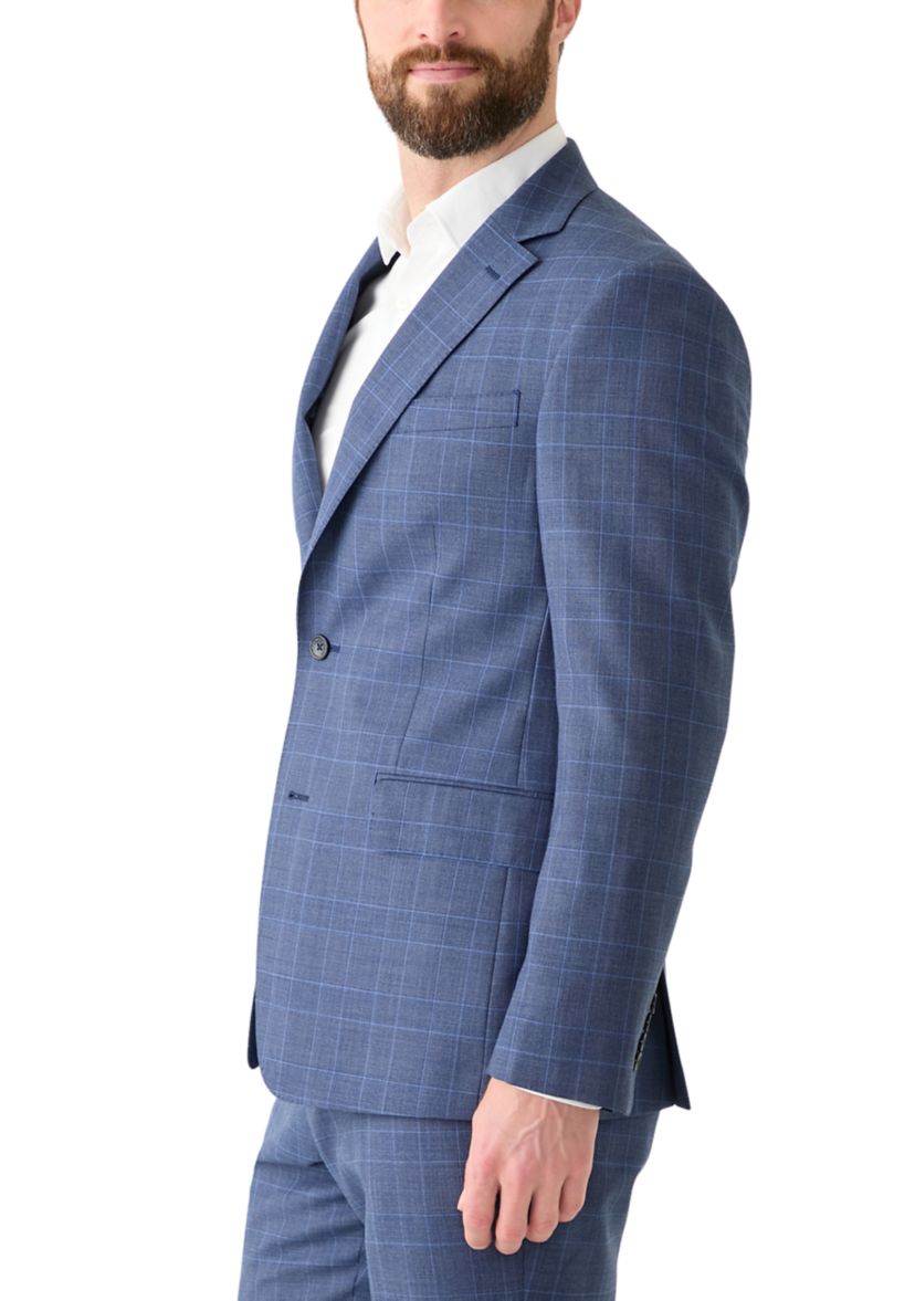 Mens Single Breasted Plaid Suit Jacket