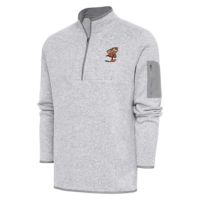 Antigua NFL Cleveland Browns Men's Fortune 1/4 Zip Pullover, Grey, Large