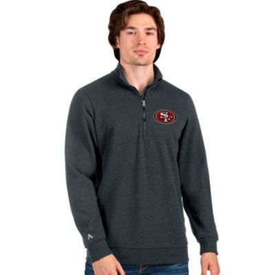 Men's Antigua Heathered Gray San Francisco 49ers Action Quarter-Zip Pullover  Sweatshirt