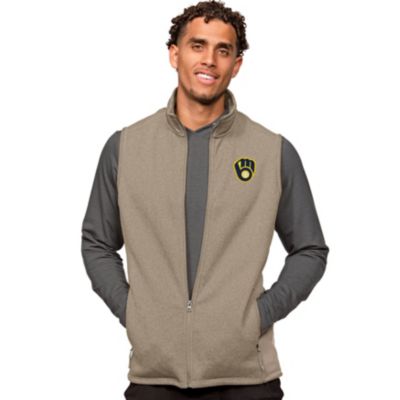 Antigua Men's MLB Heathered Milwaukee Brewers Course Full-Zip Vest, Small -  0196982713271