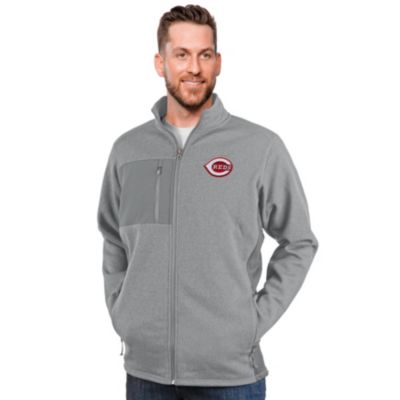 Antigua Men's MLB Heathered Cincinnati Reds Course Full-Zip Jacket, Gray, 2XL -  0196982690008