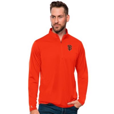 Antigua Men's MLB San Francisco Giants Tribute Quarter-Zip Pullover Top, Orange, Small