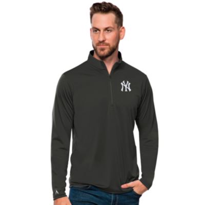 Antigua Men's MLB New York Yankees Tribute Quarter-Zip Pullover Top, Grey, 3XL