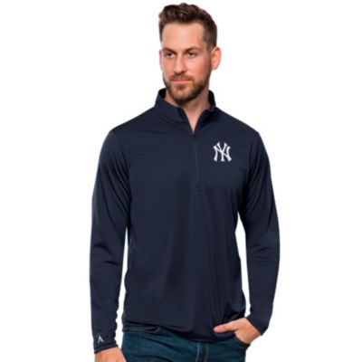 Antigua Men's MLB New York Yankees Tribute Quarter-Zip Pullover Top, Navy Blue, 3XL