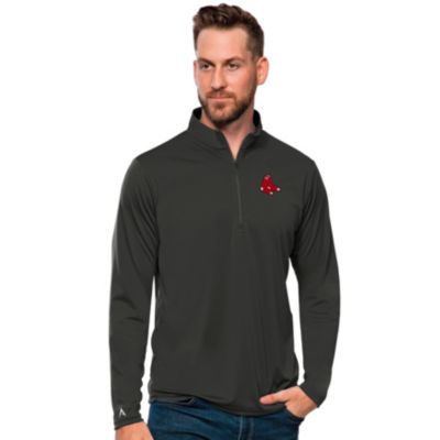 Antigua Men's Boston Red Sox MLB Boston Sox Tribute Quarter-Zip Pullover Top, Grey, 3XL
