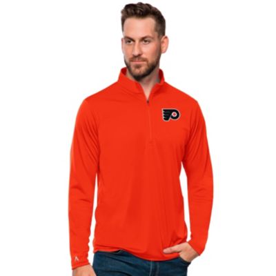 Antigua Men's NHL Philadelphia Flyers Tribute Quarter-Zip Pullover Top, Orange, 3XL