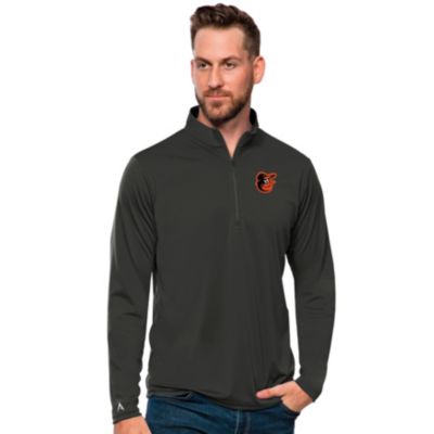 Antigua Men's MLB Baltimore Orioles Tribute Quarter-Zip Pullover Top, Grey, XL