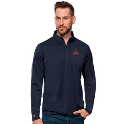 Antigua Men's MLB St. Louis Cardinals Tribute Quarter-Zip Pullover Top, Navy Blue, XL
