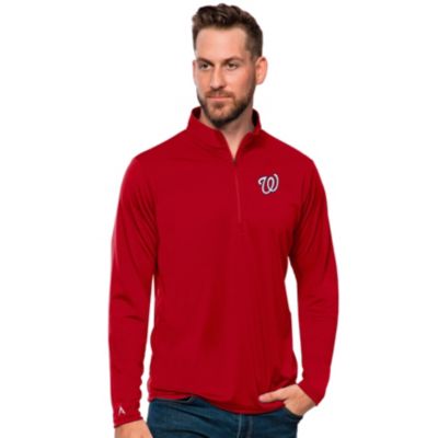 Antigua Men's MLB Washington Nationals Tribute Quarter-Zip Pullover Top, Red, 3XL