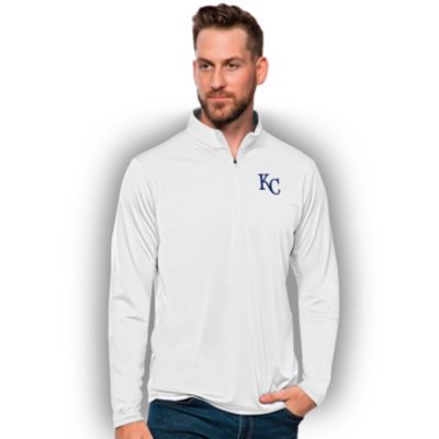 Antigua Men's MLB Kansas City Royals Tribute Quarter-Zip Pullover Top, White, Small