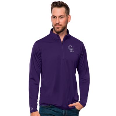Antigua Men's MLB Colorado Rockies Tribute Quarter-Zip Pullover Top, Purple, 3XL