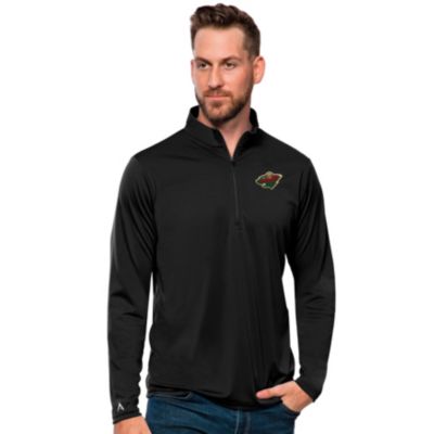 Antigua Men's NHL Minnesota Wild Tribute Quarter-Zip Pullover Top, Black, 3XL