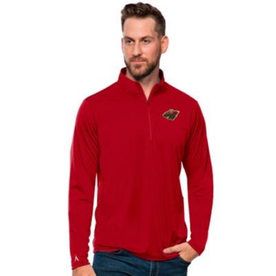 Antigua Men's NHL Minnesota Wild Tribute Quarter-Zip Pullover Top, Red, 3XL