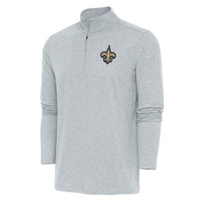 Antigua NFL New Orleans Saints Men's Hunk 1/4 Zip Pullover, Gray, 3XL