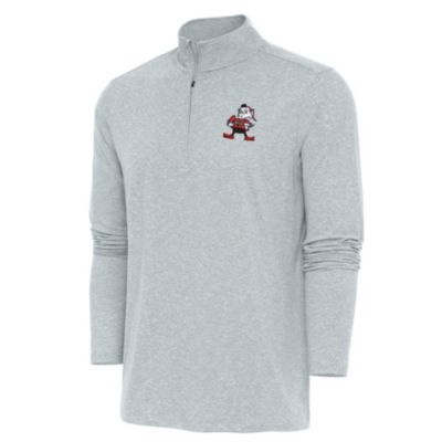 Antigua NFL Cleveland Browns Men's Hunk 1/4 Zip Pullover, Gray, 3XL