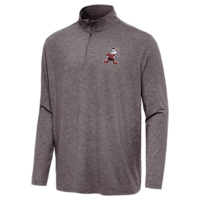 Antigua NFL Cleveland Browns Men's Hunk 1/4 Zip Pullover, Brown, XL