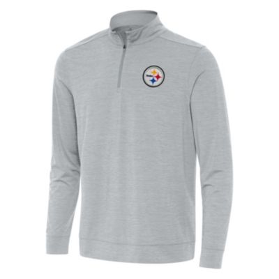 Antigua NFL Pittsburgh Steelers Men's Bright 1/4 Zip Pullover, Grey, 3XL