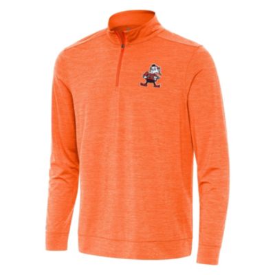 Antigua NFL Cleveland Browns Men's Bright 1/4 Zip Pullover, Mango, Large