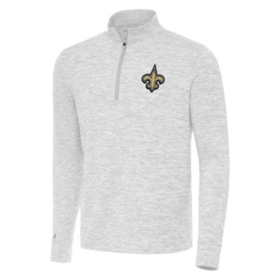 Antigua NFL New Orleans Saints Men's Cause 1/4 Zip Pullover, Grey, 2XL