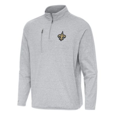 Antigua NFL New Orleans Saints Men's Certain 1/4 Zip Pullover, Grey, 3XL