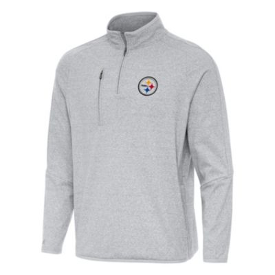 Antigua NFL Pittsburgh Steelers Men's Certain 1/4 Zip Pullover, Grey, Large