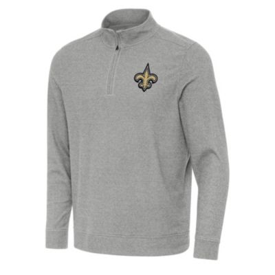 Antigua NFL New Orleans Saints Men's Subtle 1/4 Zip Pullover, Grey, 3XL