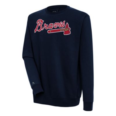 Antigua Men's MLB Atlanta Braves Victory Pullover Sweatshirt, Navy Blue, Medium