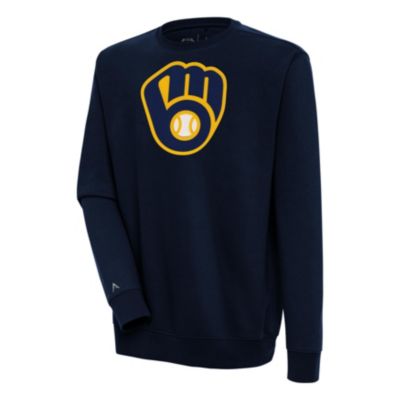 Antigua Men's MLB Milwaukee Brewers Victory Pullover Sweatshirt, Navy Blue, Medium