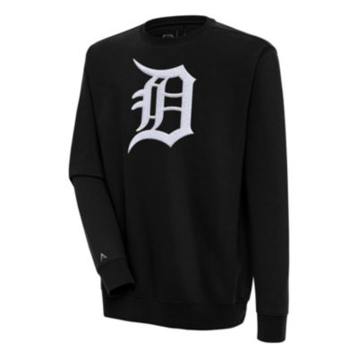 Antigua Men's MLB Detroit Tigers Victory Crewneck Chenille Pullover Sweatshirt, Black, 2XL