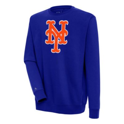 Antigua Men's MLB New York Mets Victory Crewneck Chenille Pullover Sweatshirt