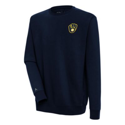 Antigua Men's MLB Milwaukee Brewers Victory Pullover Sweatshirt, Navy Blue, XL