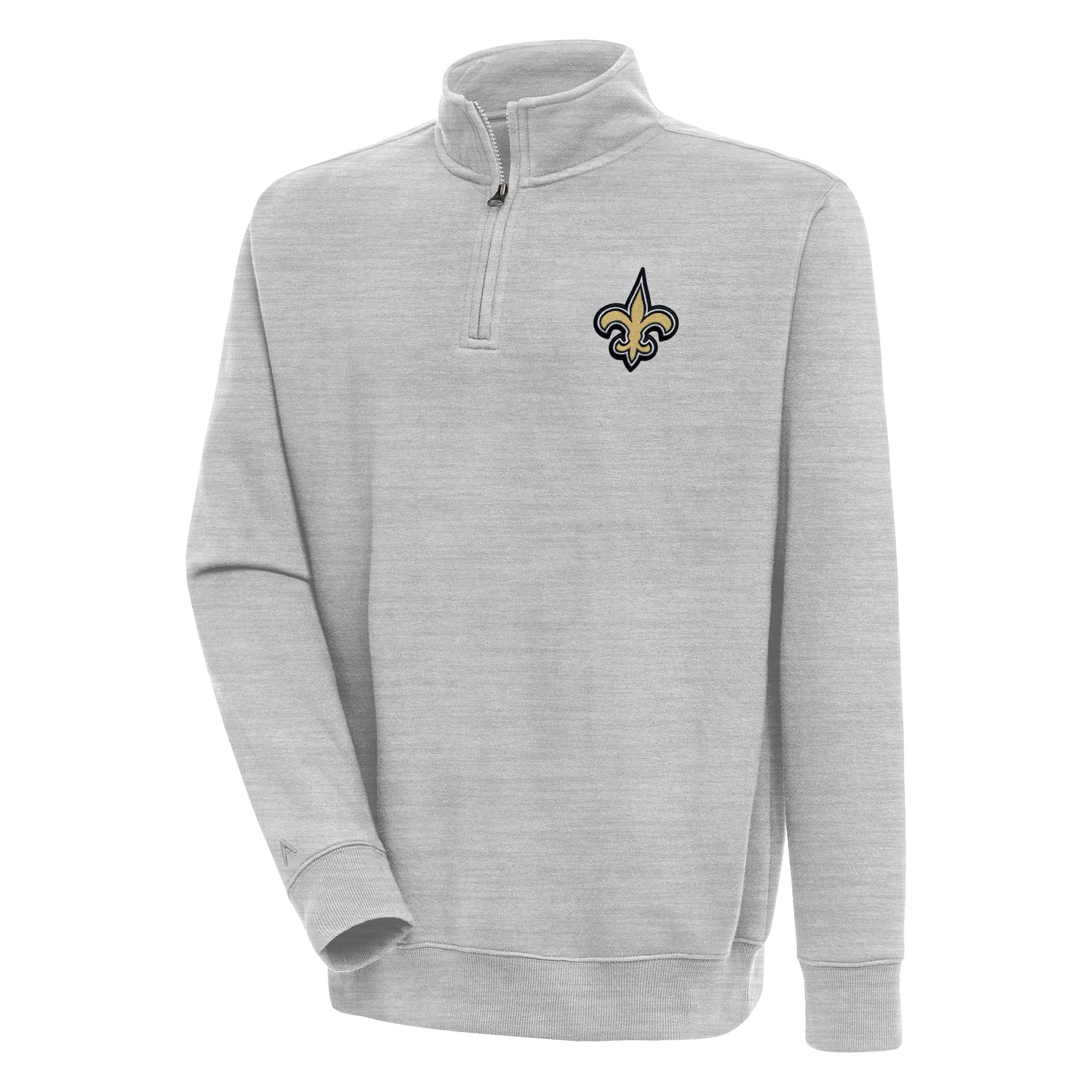Antigua NFL New Orleans Saints Mens Victory 1/4 Zip Mock Pullover