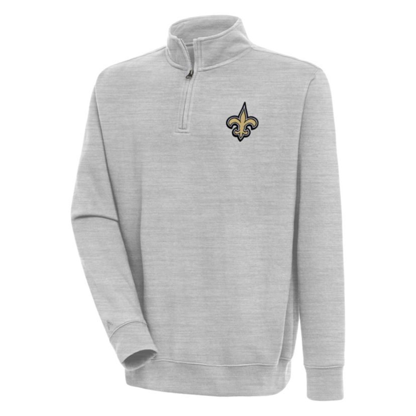 Antigua NFL New Orleans Saints Mens Victory 1/4 Zip Mock Pullover
