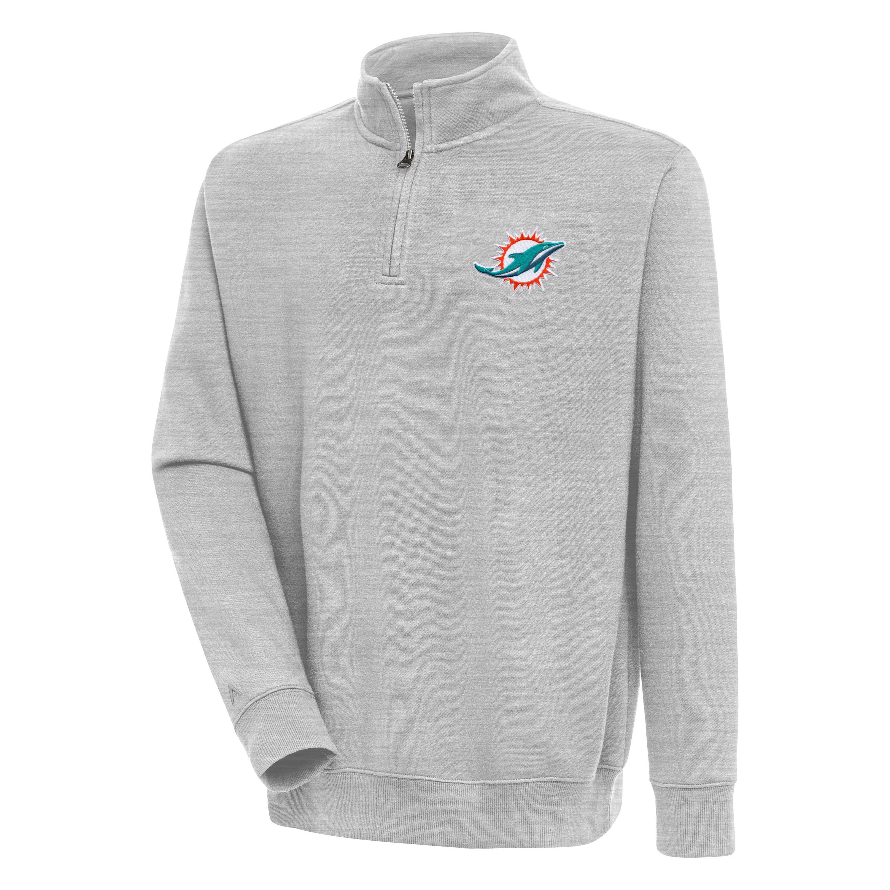 Antigua NFL Miami Dolphins Mens Victory 1/4 Zip Mock Pullover