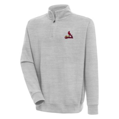 Antigua Men's MLB St. Louis Cardinals Victory Quarter-Zip Pullover Top, Gray, 3XL