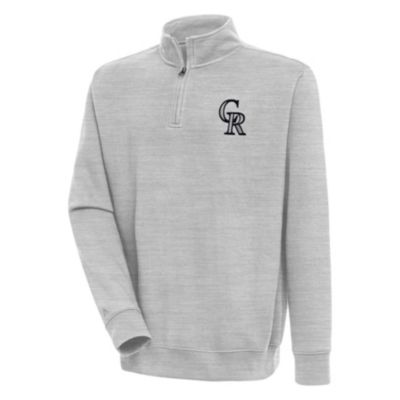 Antigua Men's MLB Colorado Rockies Victory Quarter-Zip Pullover Top, Gray, 3XL