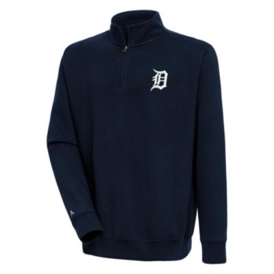 Antigua Men's MLB Detroit Tigers Victory Quarter-Zip Pullover Top, Navy Blue, 3XL