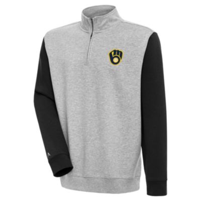 Antigua Women's Milwaukee Brewers Black Victory Crew Pullover