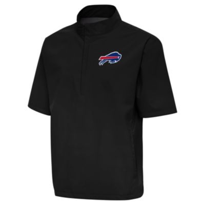 Antigua NFL Buffalo Bills Men's Brisk SS 1/4 Zip Pullover, Black, XL