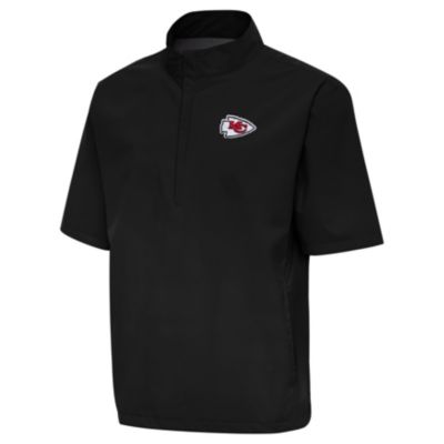 Antigua NFL Kansas City Chiefs Men's Brisk SS 1/4 Zip Pullover, Black, XL