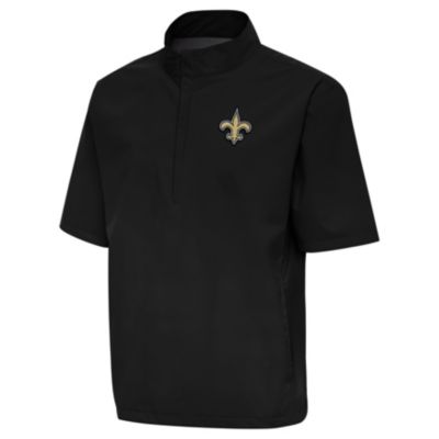 Antigua NFL New Orleans Saints Men's Brisk SS 1/4 Zip Pullover, Black, XL