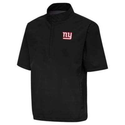 Antigua NFL New York Giants Men's Brisk SS 1/4 Zip Pullover, Black, XL