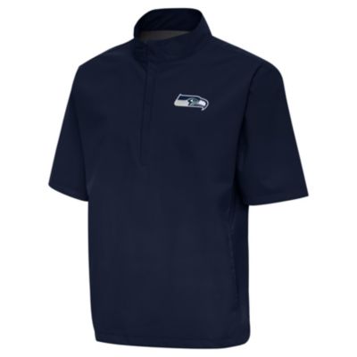 Antigua NFL Seattle Seahawks Men's Brisk SS 1/4 Zip Pullover, Navy Blue, Medium